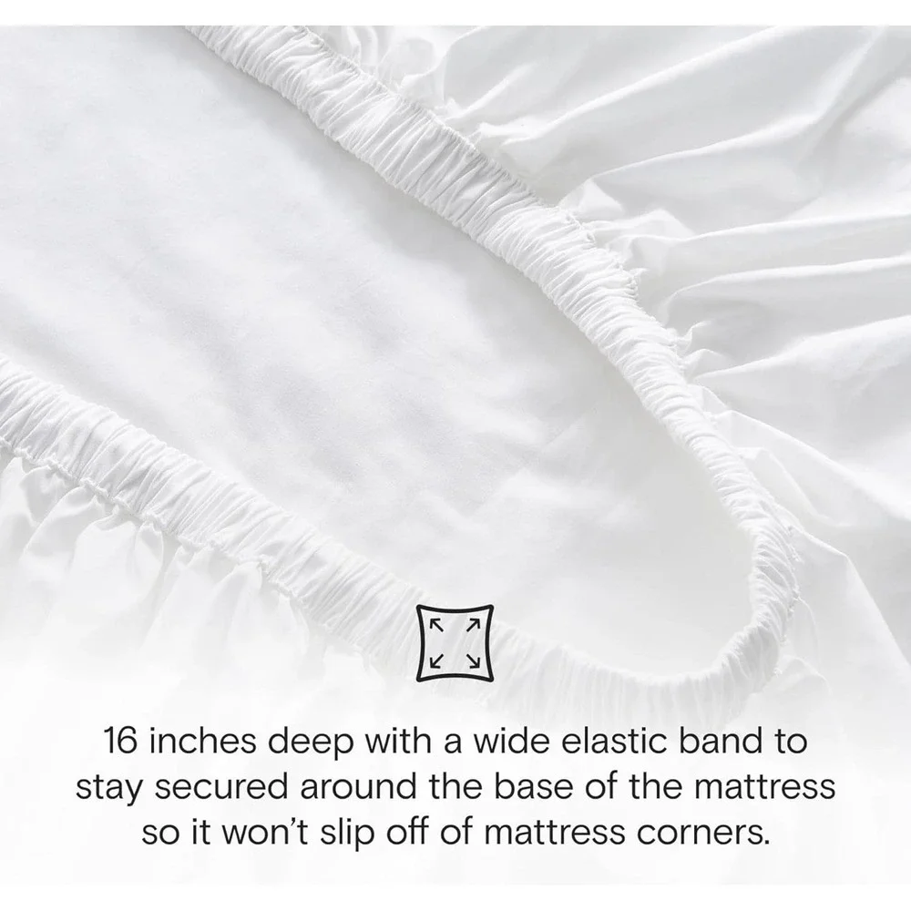 Doz by Sijo Organic Cotton Percale Sheet Set Cal King Snow (No Flat Sheet) NWT